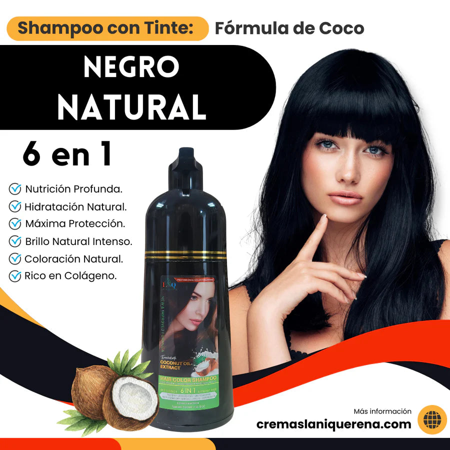 Shampoo con Tinte 6 en 1 con Aceite de Coco – La Niquereña (500 ml)