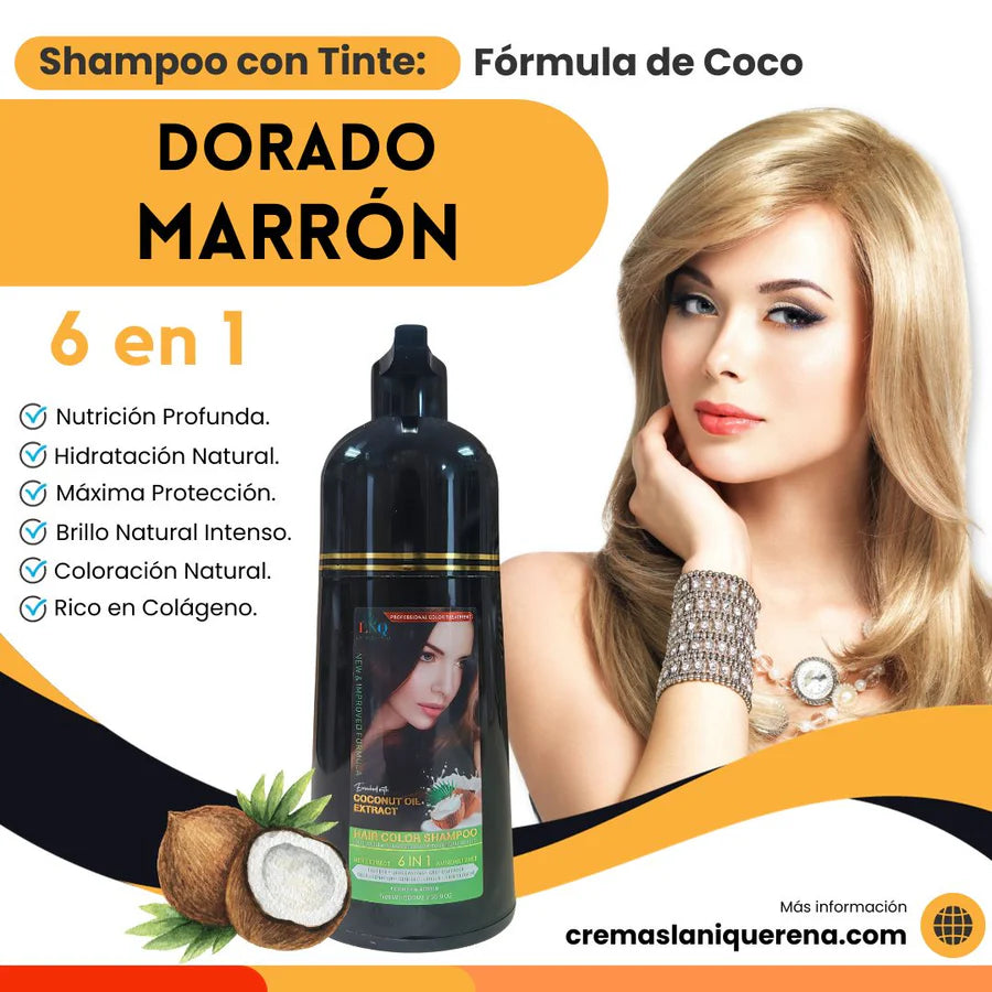 Shampoo con Tinte 6 en 1 con Aceite de Coco – La Niquereña (500 ml)