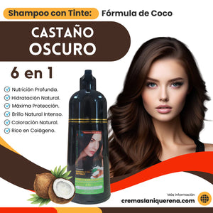Shampoo con Tinte 6 en 1 con Aceite de Coco – La Niquereña (500 ml)