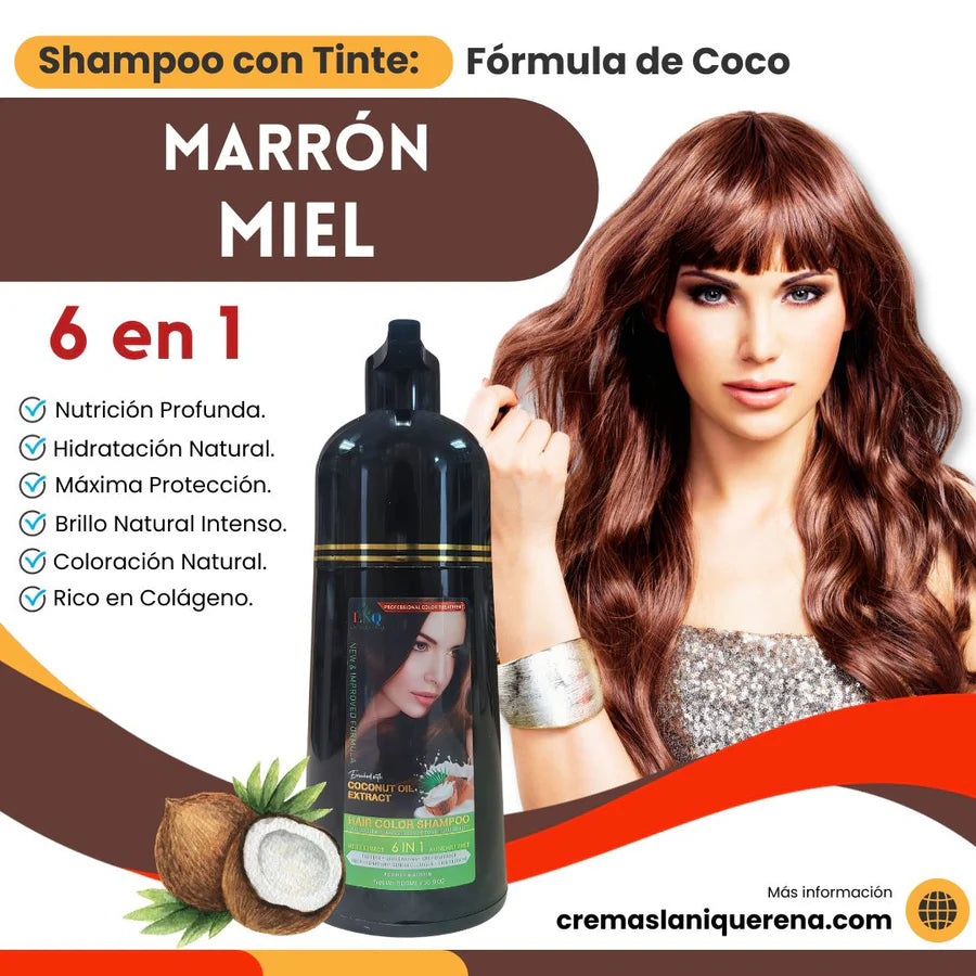 Shampoo con Tinte 6 en 1 con Aceite de Coco – La Niquereña (500 ml)