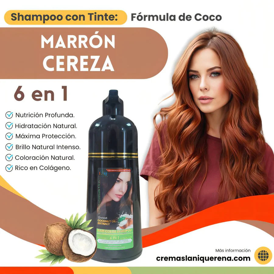 Shampoo con Tinte 6 en 1 con Aceite de Coco – La Niquereña (500 ml)